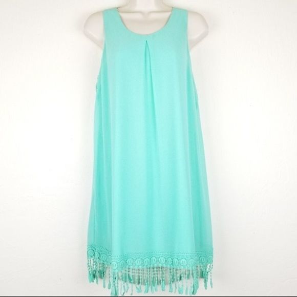 Jodi Kristopher Dress Sleeveless Mint Green Fringe - Picture 5 of 16